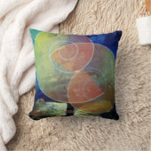 ピンク、イエロー、ブルーの抽象芸術&クッシエレガントョン クッション (ブランケット)