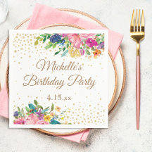 ピンク+イエロー+ブルーの花の誕生日