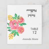 ピンク、イエロー、リビングサンゴフローラ座席表 プレイスカード (外部開封)