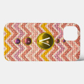 ピンク+イエロー+宝石+モザイク+シェブロン+モノグラム Case-Mate iPhoneケース (裏面 (横))