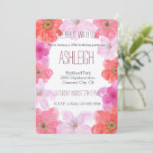 ピンク·ウかわいらしォーターカラーフローラ 招待状 (スタンド正面)