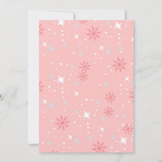 ピンク ウィンター ワンダーランド シルバー グリッター 1歳 誕生日 招待状 (裏面)