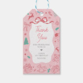 ピンク ウィンター ワンダーランド ファースト バースデー フェイバータグ ギフトタグ (正面)