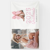 ピンク・ウェスタン写真2025年パーソナライズされた卒業 横断幕 (縦)