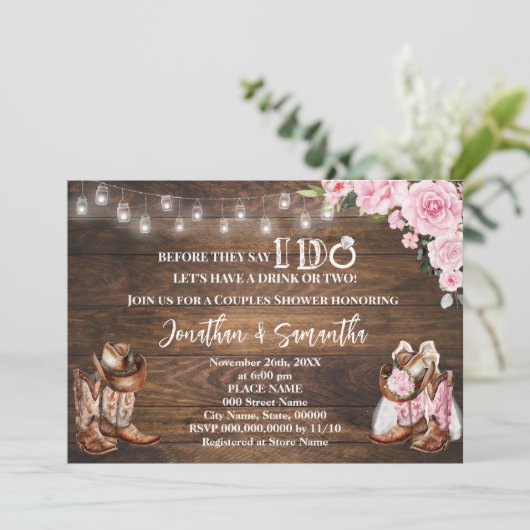 ピンク・ウェスタン彼らが私はカップルのシャワーを行う前に 招待状 (スタンド正面)