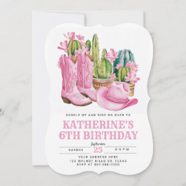 ピンク ウェストカウガール カクタス 水彩  誕生日