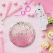 ピンク·ウォーターカグラデーションラー·レオパード·プリパーソナライズされたント ペーパープレート (パーティー)