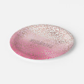 ピンク·ウォーターカグラデーションラー·レオパード·プリパーソナライズされたント ペーパープレート (アングル)