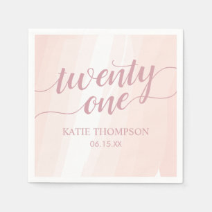 ピンク·ウォーターカラー·スプラッシュ21歳誕生日 スタンダードカクテルナプキン