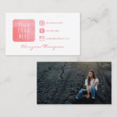 ピンク·ウォーターカラー·ロゴ/フォト·ソーシャル·メディア·ビジネス 名刺 (正面/裏面)