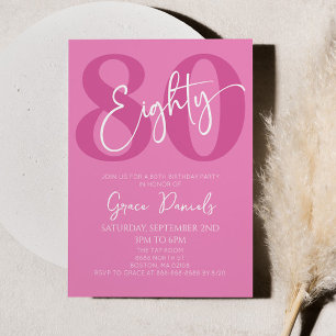 ピンク エイティ 80歳 80th 八十歳 誕生日パーティー 招待状