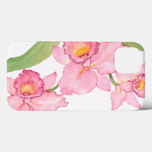 ピンク・エキゾチックの水彩の花 Case-Mate iPhoneケース (裏面 (横))
