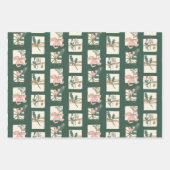 ピンク&エバーグリーンプレイドホリデー ラッピングペーパーシート (正面)