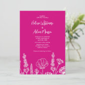 ピンク | エレガントな野生の花 ウェディング 招待状 (スタンド正面)