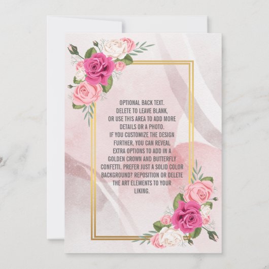ピンク&エレガントホワイトローズ結婚式招待状 招待状 (裏面)
