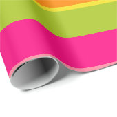 ピンク、エレガントライム、オレンジ、黄色のおもしろいストライプ ラッピングペーパー (ロールコーナー)