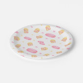 ピンク&エレガント金ゴールドウォーターカラーパステルマカロン ペーパープレート (アングル)