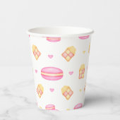 ピンク&エレガント金ゴールドウォーターカラーパステルマカロン 紙コップ (裏面)