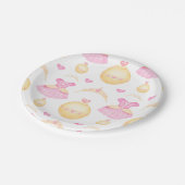 ピンク&エレガント金ゴールドウォーターカラープリンセスティアラ ペーパープレート (アングル)