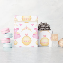 ピンク&エレガント金ゴールドウォーターカラープリンセスティアラ ラッピングペーパー