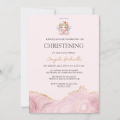 ピンク&エレガント金ゴールドエンジェルバプテスマ&《キリスト教》洗礼式や命名式イン 招待状 (正面)
