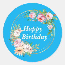 ピンク&エレガント金ゴールドフラワーリースシール ラウンドシール