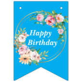 ピンク&エレガント金ゴールドフラワーリースバンティングバナー バンティングフラッグ (第1の旗)