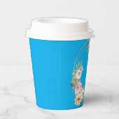 ピンク&エレガント金ゴールドフラワーリース紙カップブルー 紙コップ (右)