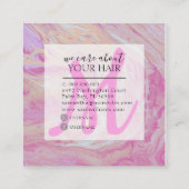 ピンク&エレガント金ゴールドマーブルゲート美容師 スクエア名刺 (裏面)