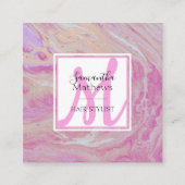ピンク&エレガント金ゴールドマーブルゲート美容師 スクエア名刺 (正面)