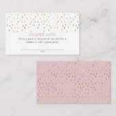 ピンク&エレガント金ゴールドレインドロップベビーおむつラッフル エンクロージャーカード (正面/裏面)