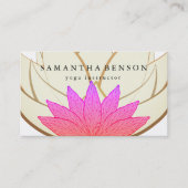ピンク&エレガント金ゴールドロータスフラワーロゴヨガ 名刺 (正面)
