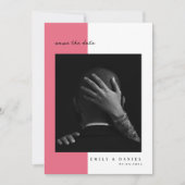 ピンク エレガント フォト セーブ・ザ・デート インビテーション (正面)