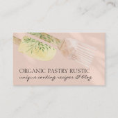 ピンク エレガント ベーカリー スパチュラ ケーキ ブラシ 調理 名刺 (正面)