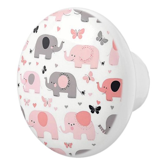 ピンク エレファント ヴィレッジ セラミック ドア ノブ (右)