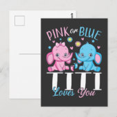ピンク オア ブルー チチ ラブズ ユー エレファント ベイビー ポストカード (正面/裏面)