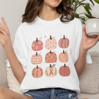 ピンク・オクトーバー 乳がん啓発 ピンクのカボチャ  Tシャツ