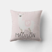 ピンク&オフホワイトラマ誕生統計装飾用クッション クッション (裏面)