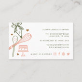 ピンク&オリーブグリーンベーキング&料理用具ベーカリー 名刺 (裏面)