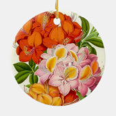 ピンク、オレンジおよび金ゴールドのカラフルなツツジ セラミックオーナメント (裏面)