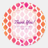 ピンク&オレンジのアラビアンモロッコグラムパーティーのお願い ラウンドシール (正面)