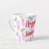 ピンク&オレンジのパイナップルハッピーサマー カフェラテマグ (左アングル)