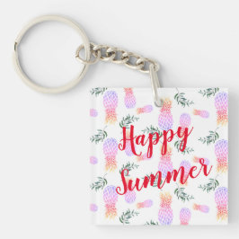 ピンク&オレンジのパイナップルハッピーサマー キーホルダー
