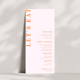 ピンク&オレンジのピーチアプリコットクラッシュ結婚のメニュー メニュー