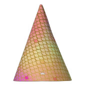 ピンク&オレンジのマーメイドパターン誕生日パーティー パーティーハット (右)