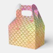 ピンク&オレンジのマーメイドパターン誕生日パーティー フェイバーボックス (正面サイド)