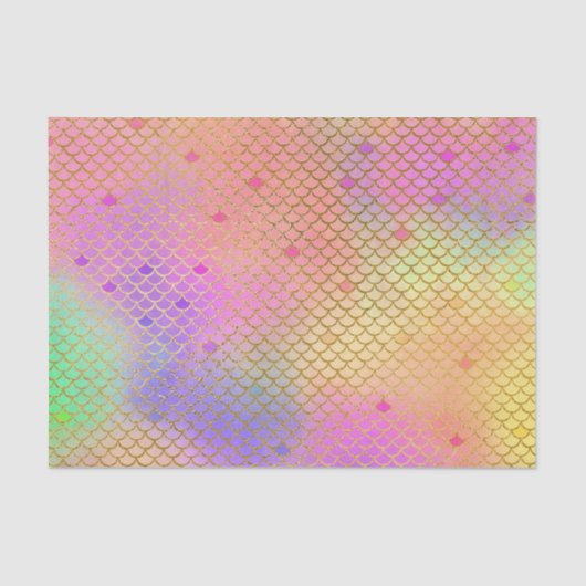 ピンク&オレンジのマーメイドパターン誕生日パーティー 薄葉紙 (正面)