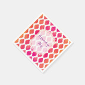 ピンク&オレンジアラビアンモロッコグラムパーティー スタンダードカクテルナプキン (角)