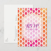 ピンク&オレンジアラビアンモロッコパーティーRSVP インビテーションポストカード (正面/裏面)