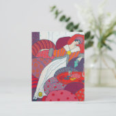 ピンク&オレンジアールデコイラストレーションジョージバービエ ポストカード (スタンド正面)